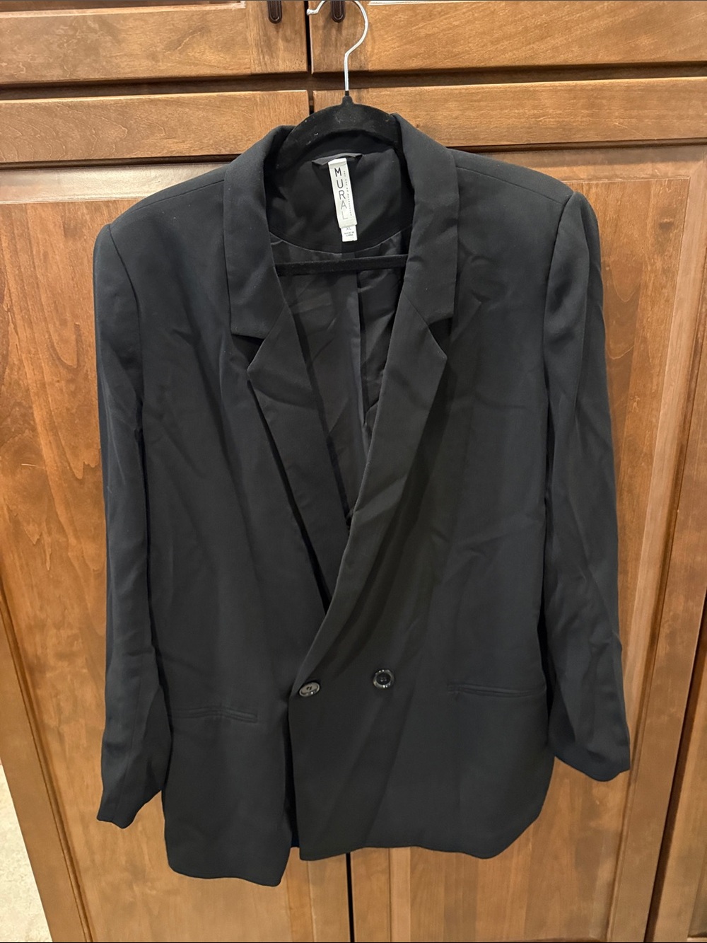 Mural Black Double-Breasted Women's Blazer